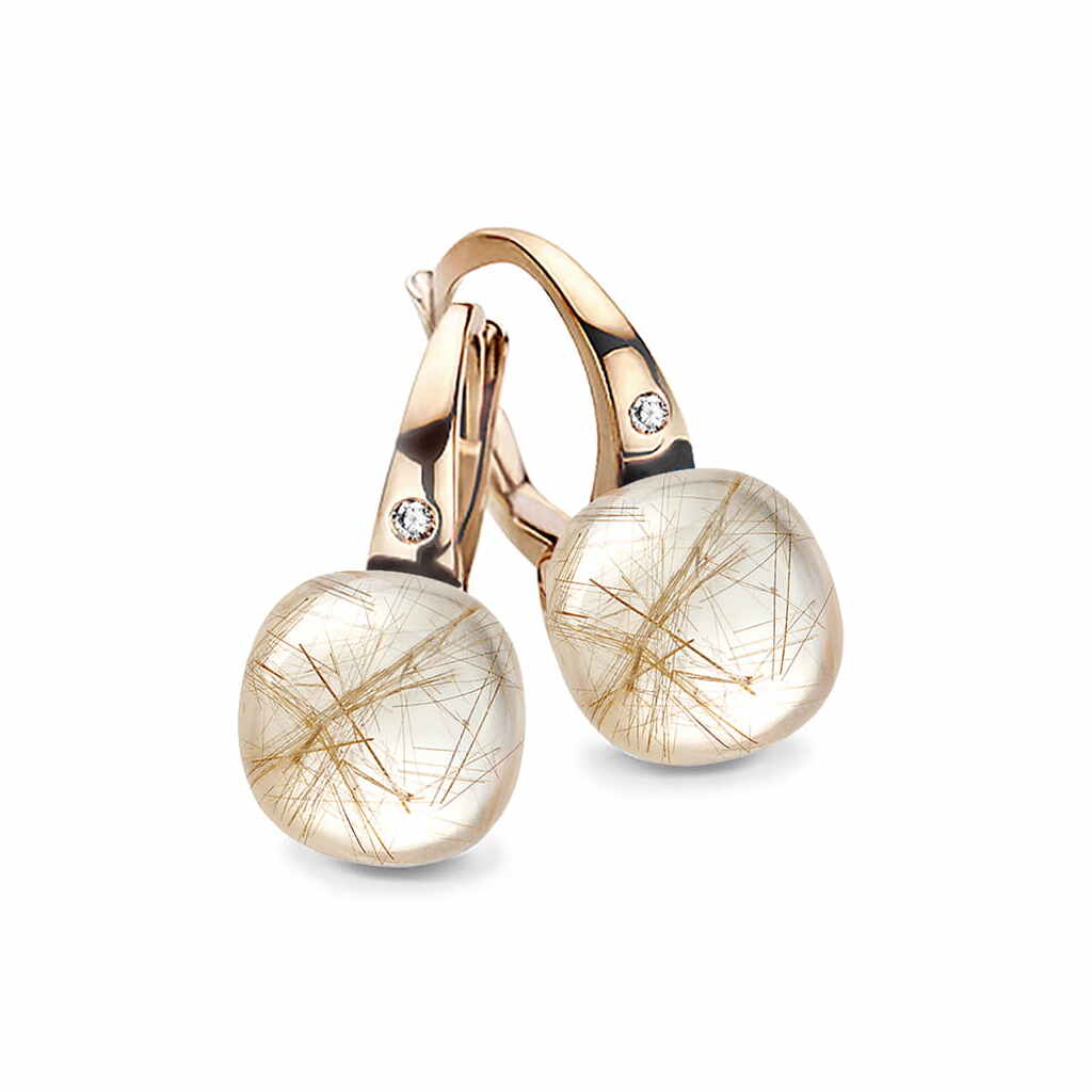 BIGLI Mini Sweety Ohrringe Rosegold mit Diamant Rutilquarz Perlmutt 20O42Rrutmpbi