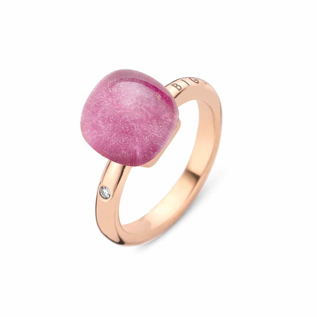 BIGLI Mini Sweety Ring Rosegold mit Diamant Bergkristall Rubin Perlmutt 20R88Rcrrubmp