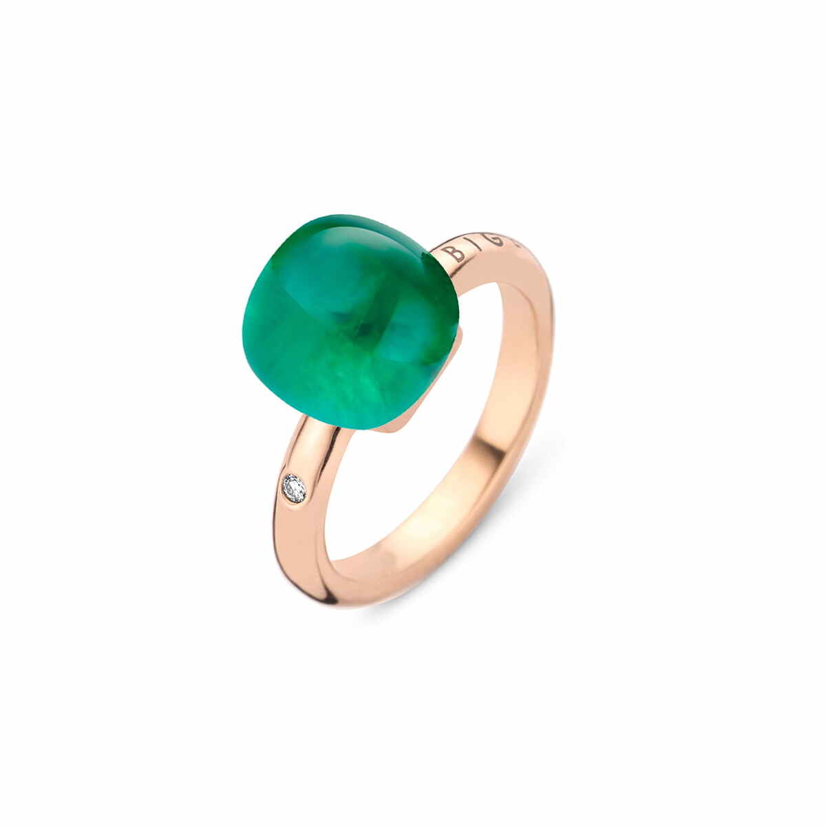 BIGLI Mini Sweety Ring Rosegold mit Diamant Bergkristall Smaragd Perlmutt 20R88Rcrsmermp