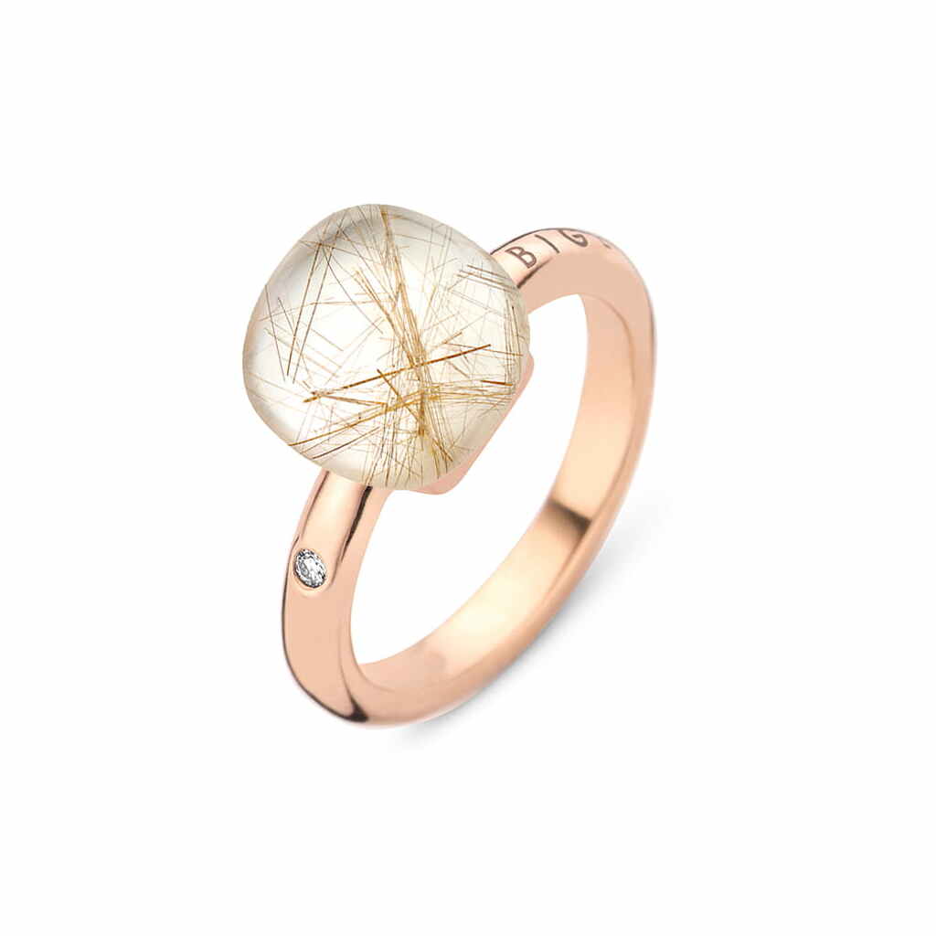 BIGLI Mini Sweety Ring Rosegold mit Diamant Rutilquarz Perlmutt 20R88Rrutmpbi