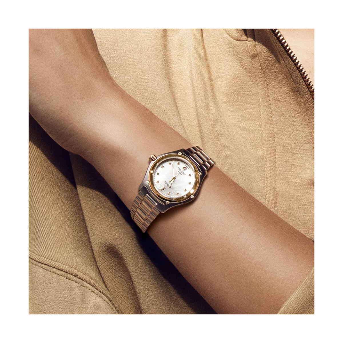 Ebel 1911 Damenuhr Bicolor 30mm Perlmutt-Zifferblatt Weiß Diamanten Quarz 1216572 Model
