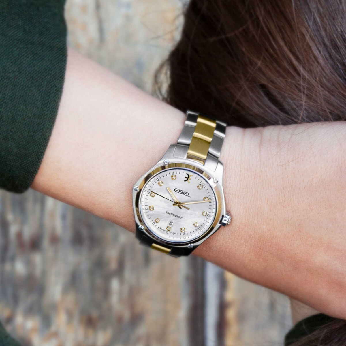 Ebel Discovery Lady Perlmutt Diamanten Bicolor Quarz Damenuhr 33mm 1216531 Model