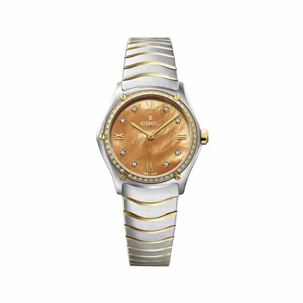 Ebel Sport Classic Damenuhr 55 Diamanten 29mm Zifferblatt Sonnengelb Perlmutt Bicolor Quarz 1216597 Soldat