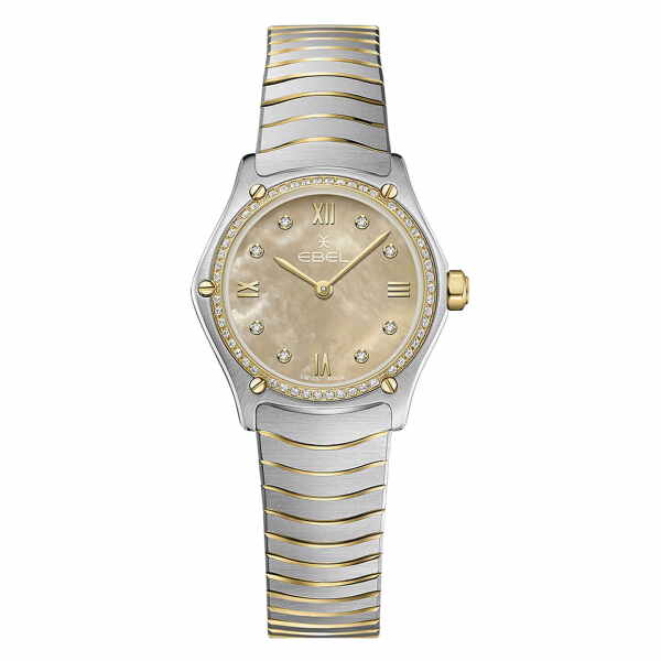 Ebel Sport Classic Damenuhr Diamanten Bicolor Perlmutt Zifferblatt Beige 24mm Quarz 1216538