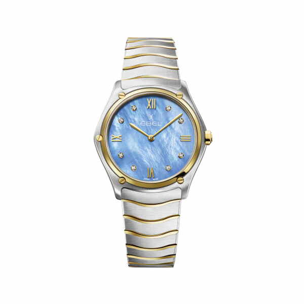 Ebel Sport Classic Lady Damenuhr Blau Perlmutt Diamanten Bicolor 33mm 1216603