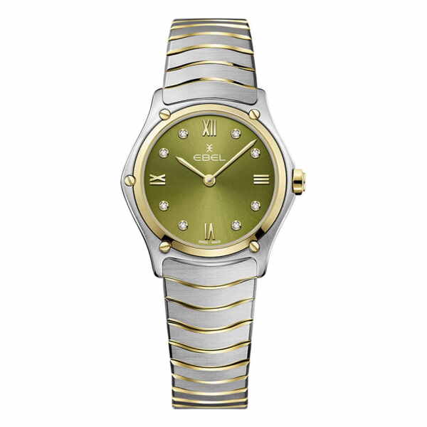 Ebel Sport Classic Lady Damenuhr mit Diamanten 29mm Zifferblatt grün Bicolor Quarz