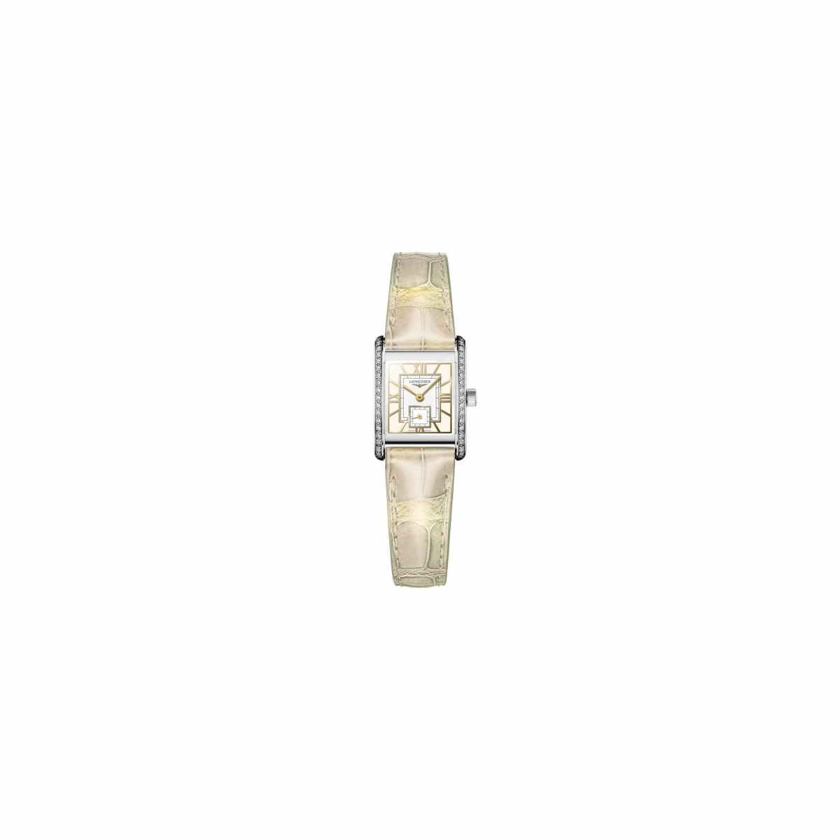 Longines Mini DolceVita Damenuhr 29mm Beige Leder-Armband Diamanten L5.200.0.79.2