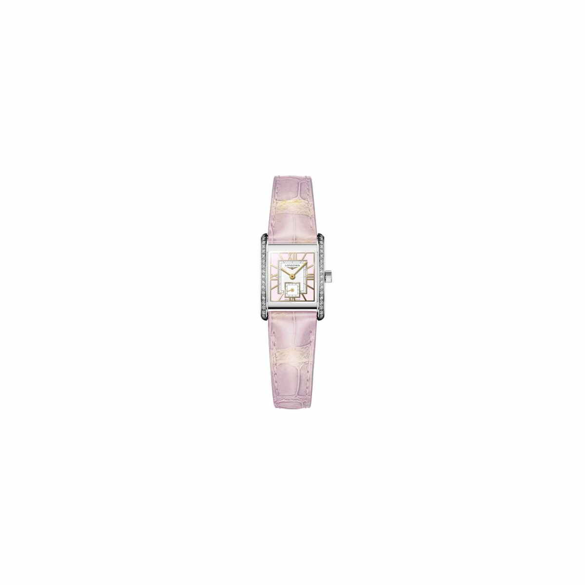 Longines Mini DolceVita Damenuhr 29mm Pink Leder-Armband Diamanten L5.200.0.99.2