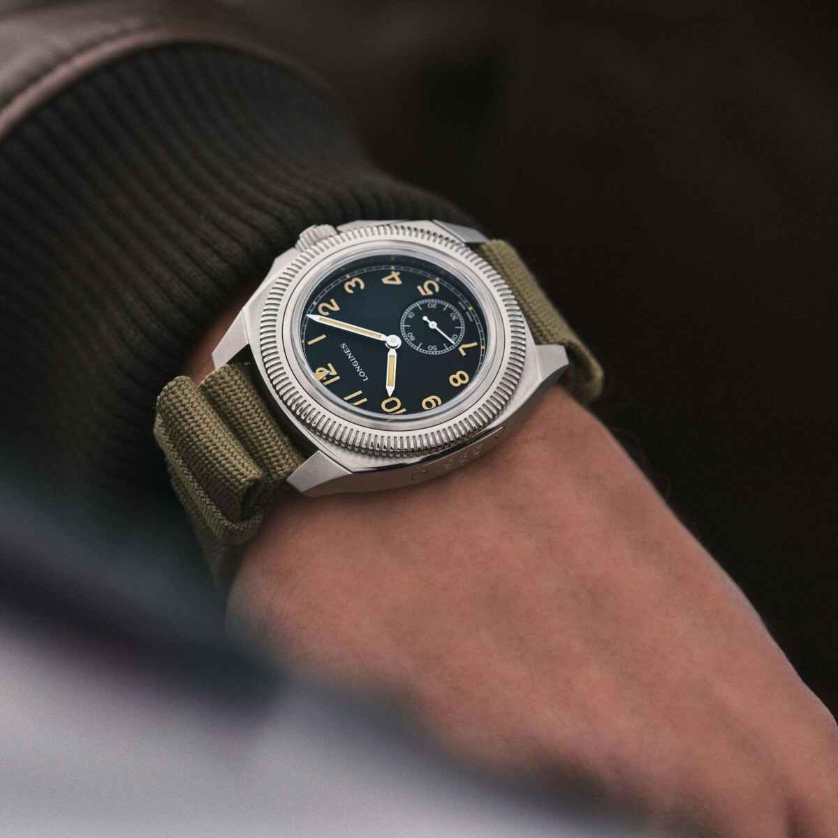 Longines Pilot Majetek 43mm Automatik Herrenuhr Mattschwarz Wechselarmband Set L2.838.4.53.9 Nato2