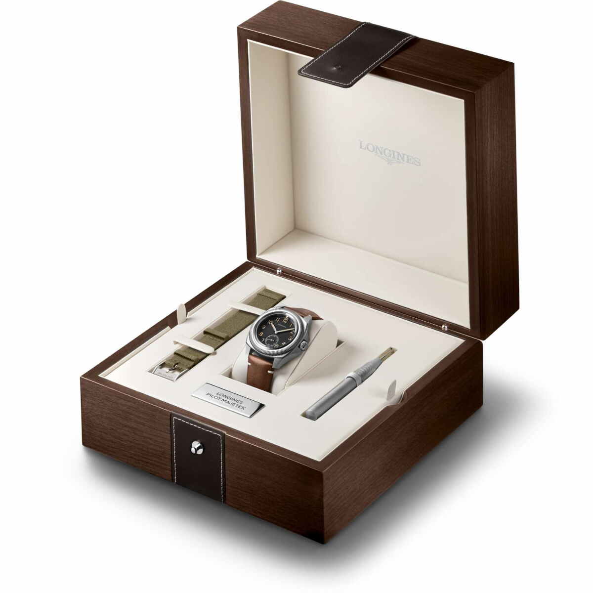 Longines Pilot Majetek 43mm Automatik Herrenuhr Mattschwarz Wechselarmband Set L2.838.4.53.9 Box