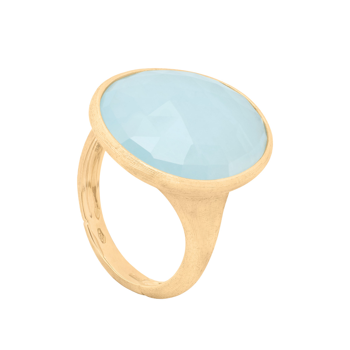 Marco Bicego Lunaria Cocktail-Ring mit blauem Aquamarin Edelsteinen AB565 AQD Y- Soldat