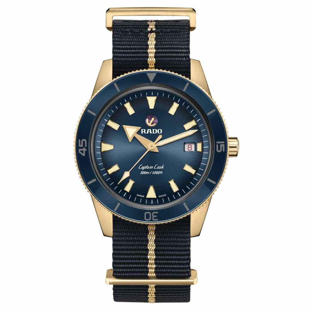 Rado Captain Cook Automatic Bronze Blau Nato-Textil-Armband 42mm Herrenuhr R32504207