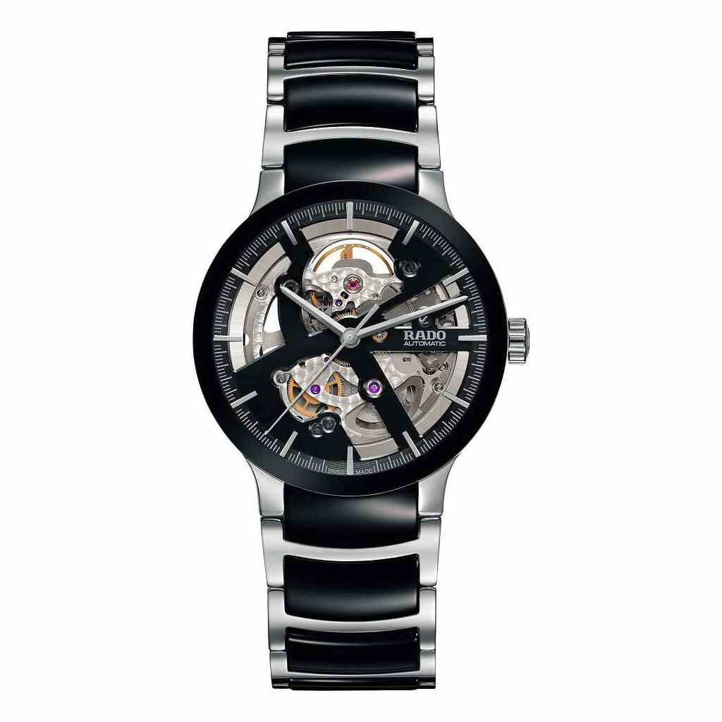 Rado Centrix L Automatic Open Heart Herrenuhr Schwarz Silber Keramik-Armband 38mm R30178152