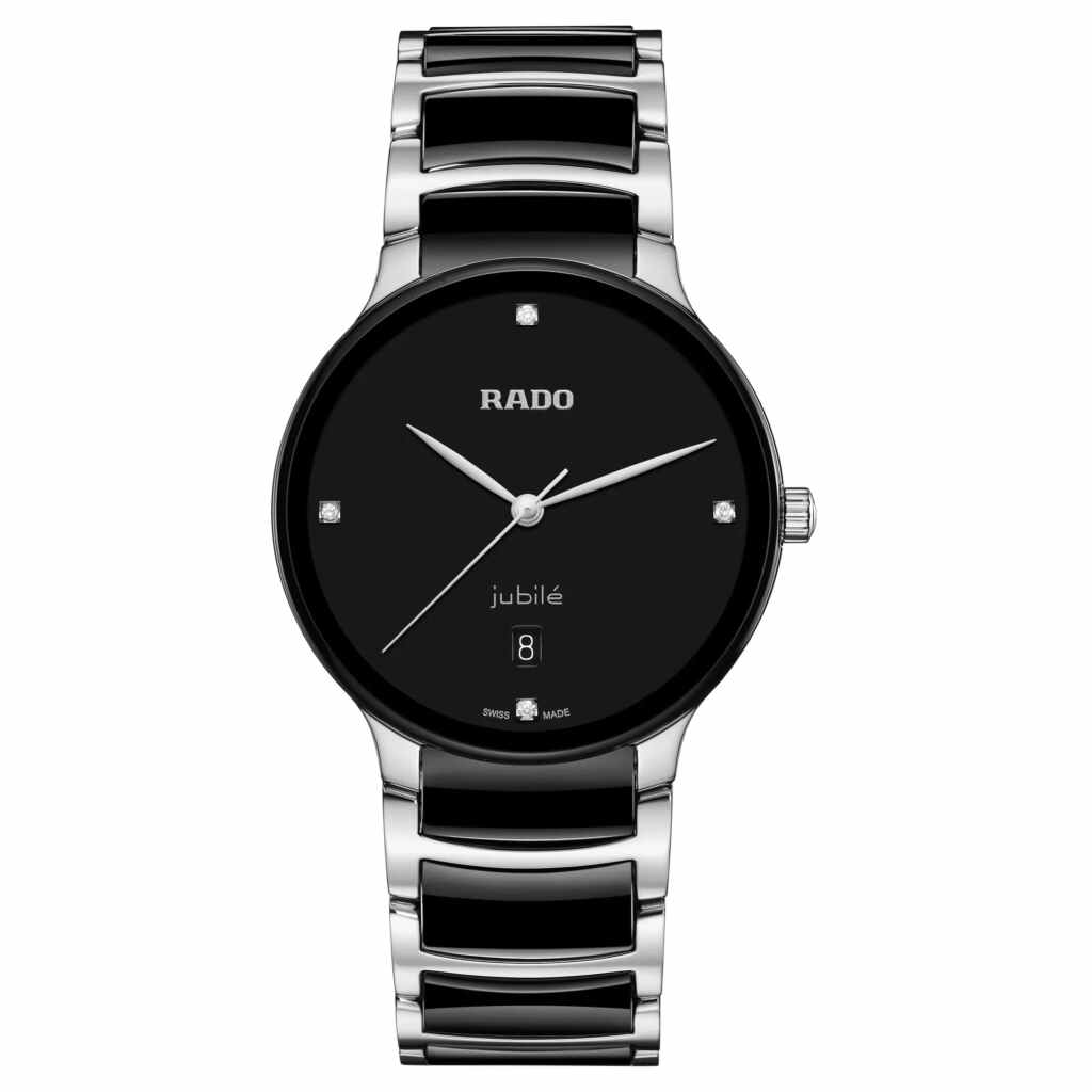 Rado Centrix L Diamonds Jubile Damen Herren Uhr Schwarz Silber 39,5mm Quarz R30021712