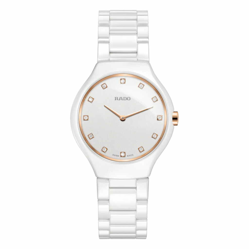 Rado True Thinline Diamonds Damenuhr Weiß Diamanten 30mm Quarz Jubile R27958722