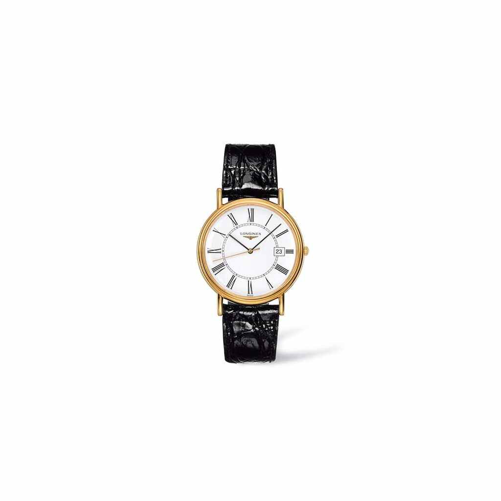 Longines Présence L4.790.2.11.2 Gold mit Lederarmband 38mm Herrenuhr