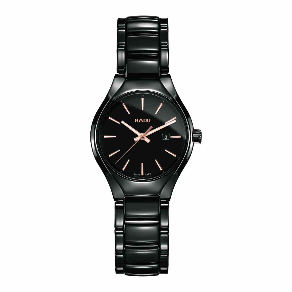 Rado True S Keramik Damenuhr 30mm mit schwarzen Zifferblatt (R27059162)