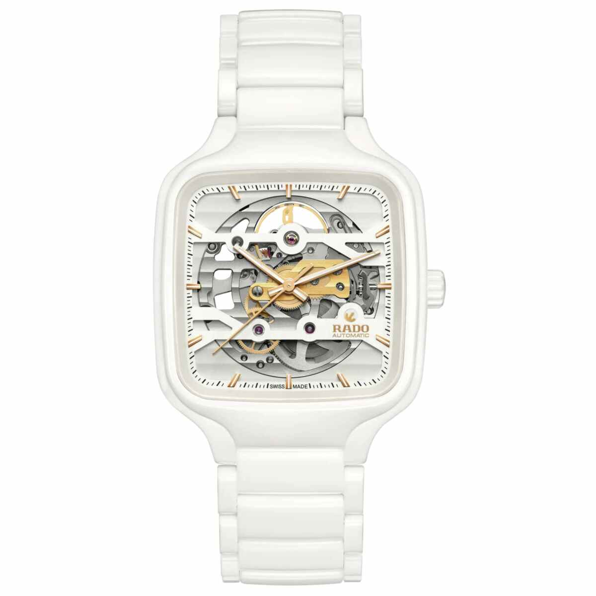 Rado True Square Skeleton Automatic Viereckig Weiß Keramik 38mm R27126012