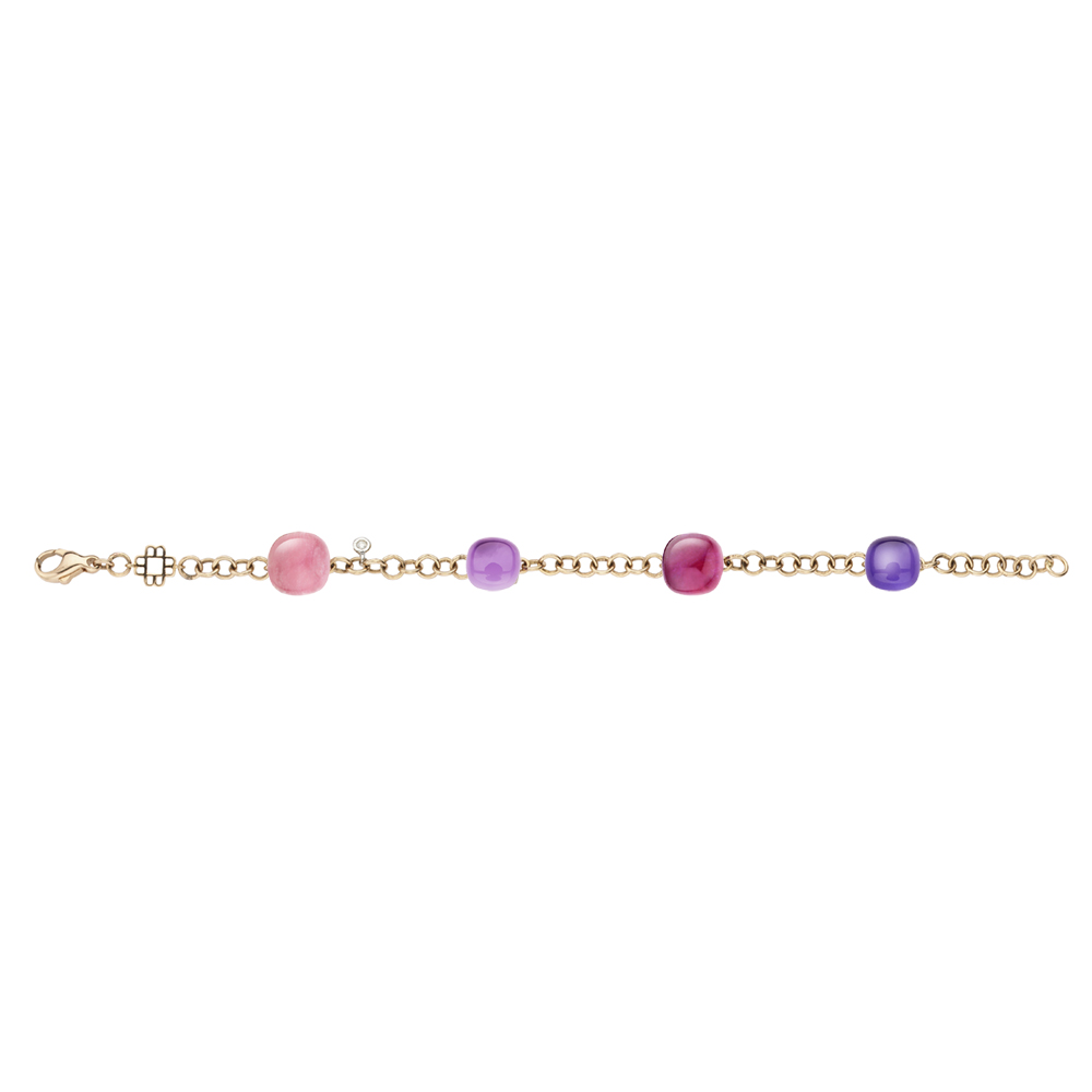 BIGLI Mini Sweety Armband 18k Roségoldmit Amethyst, Lapis und Rubin -