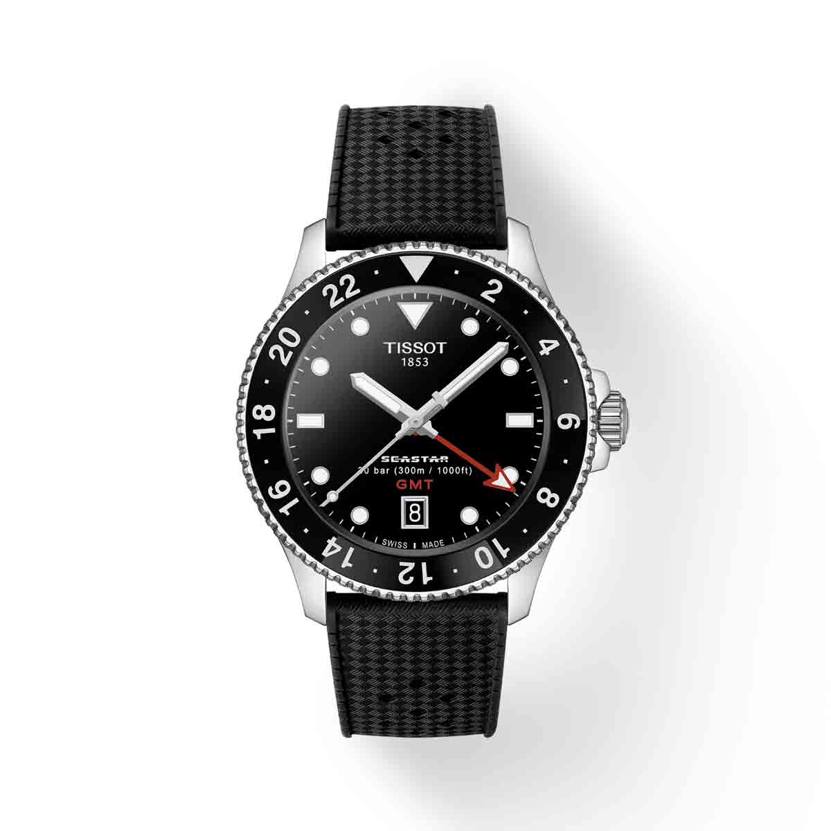 Tissot Seastar 1000 Quartz GMT Sportuhr Ø 40 mm Edelstahl Schwarz T1208521705100 -